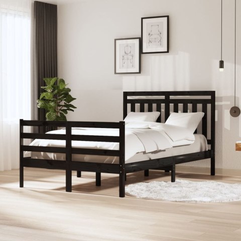  Rama łóżka, czarna, lite drewno, 120x200 cm