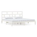  Rama łóżka, biała, lite drewno sosnowe, 200 x 200 cm