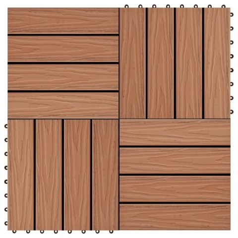  Płytki tarasowe tłoczone, WPC, 11 szt, 30x30cm, 1m², jasny brąz