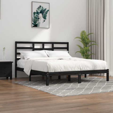  Rama łóżka, czarna, lite drewno, 200 x 200 cm