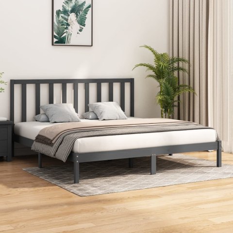  Rama łóżka, szara, lite drewno sosnowe, 200 x 200 cm