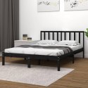  Rama łóżka, czarna, lite drewno, 120x190 cm, podwójna