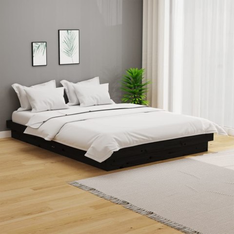  Rama łóżka, czarna, lite drewno, 120 x 200 cm