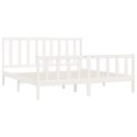  Rama łóżka, biała, lite drewno, 200 x 200 cm