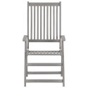  Rozkładane krzesła ogrodowe, 3 szt., szare, drewno akacjowe