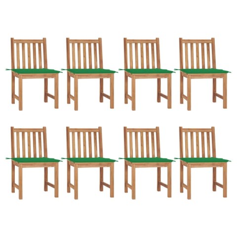  Krzesła ogrodowe z poduszkami, 8 szt., lite drewno tekowe
