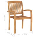  Sztaplowane krzesła ogrodowe, 6 szt., lite drewno tekowe