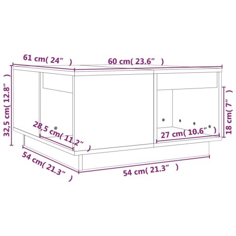 Stolik kawowy, czarny, 60x61x32,5 cm, lite drewno sosnowe Stolik kawowy, czarny, 60x61x32,5 cm, lite drewno sosnowe