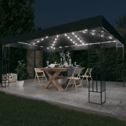  Altana ze sznurem lampek LED, 3x4 m, antracytowa tkanina