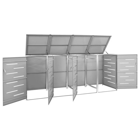 Osłona na 4 kosze na śmieci, 276,5x77,5x115,5 cm, stalowa Osłona na 4 kosze na śmieci, 276,5x77,5x115,5 cm, stalowa
