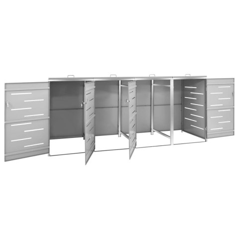 Osłona na 4 kosze na śmieci, 276,5x77,5x115,5 cm, stalowa Osłona na 4 kosze na śmieci, 276,5x77,5x115,5 cm, stalowa