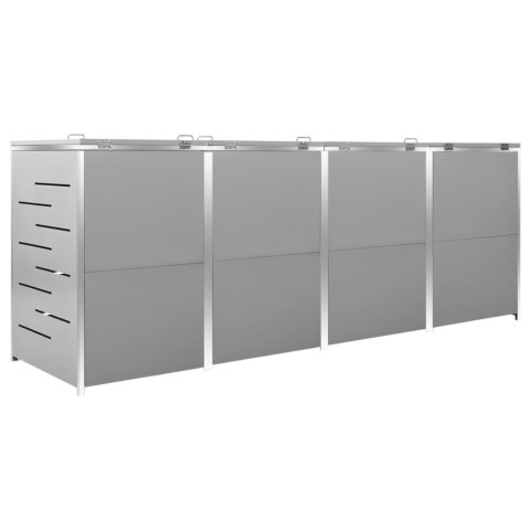 Osłona na 4 kosze na śmieci, 276,5x77,5x115,5 cm, stalowa Osłona na 4 kosze na śmieci, 276,5x77,5x115,5 cm, stalowa