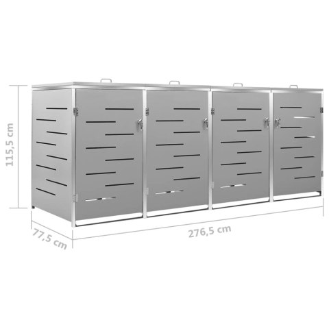 Osłona na 4 kosze na śmieci, 276,5x77,5x115,5 cm, stalowa Osłona na 4 kosze na śmieci, 276,5x77,5x115,5 cm, stalowa