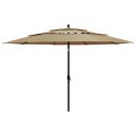  3-poziomowy parasol na aluminiowym słupku, taupe, 3,5 m