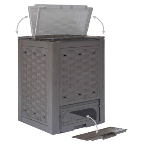 Kompostowniki, 2 szt., 60x60x83 cm, 600 L, rattan z tworzywa Kompostowniki, 2 szt., 60x60x83 cm, 600 L, rattan z tworzywa