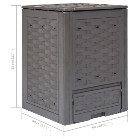 Kompostowniki, 2 szt., 60x60x83 cm, 600 L, rattan z tworzywa Kompostowniki, 2 szt., 60x60x83 cm, 600 L, rattan z tworzywa