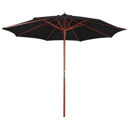  Parasol ogrodowy na drewnianym słupku, 300x258 cm, czarny