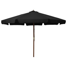  Parasol ogrodowy na drewnianym słupku, 330 cm, czarny