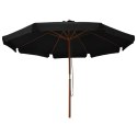  Parasol ogrodowy na drewnianym słupku, 330 cm, czarny