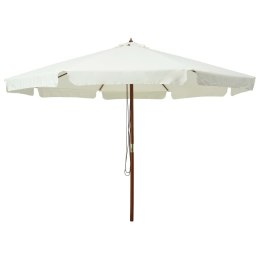  Parasol ogrodowy na drewnianym słupku, 330 cm, piaskowa biel