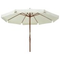  Parasol ogrodowy na drewnianym słupku, 330 cm, piaskowa biel