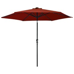  Parasol ogrodowy z LED i stalowym słupkiem, 300 cm, terakota