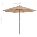  Parasol ogrodowy na drewnianym słupku, 300 cm, taupe