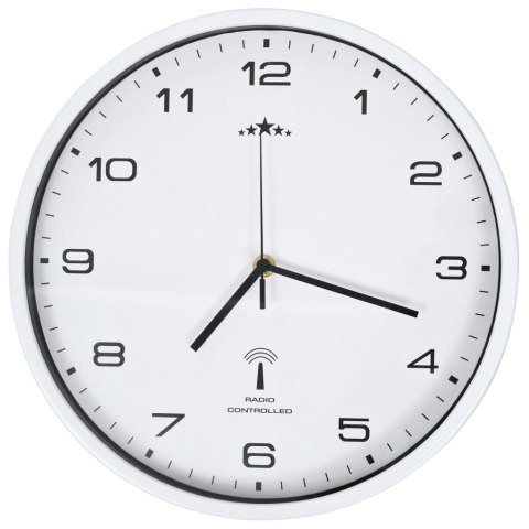 Sterowany radiowo zegar z mechanizmem kwarcowym, 31 cm, biały Sterowany radiowo zegar z mechanizmem kwarcowym, 31 cm, biały