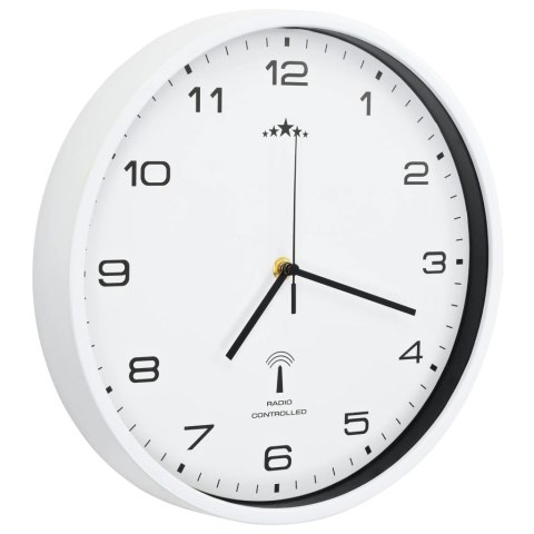 Sterowany radiowo zegar z mechanizmem kwarcowym, 31 cm, biały Sterowany radiowo zegar z mechanizmem kwarcowym, 31 cm, biały