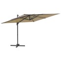  Wiszący parasol z LED, kolor taupe, 400x300 cm