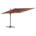  Wiszący parasol z LED, terakotowy, 400x300 cm