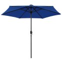  Parasol ogrodowy z LED i aluminiowym słupkiem, 270 cm, lazurowy