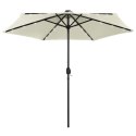  Parasol ogrodowy z LED i aluminiowym słupkiem, 270 cm, piaskowy