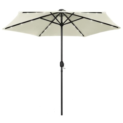  Parasol ogrodowy z LED i aluminiowym słupkiem, 270 cm, piaskowy