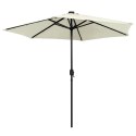  Parasol ogrodowy z LED i aluminiowym słupkiem, 270 cm, piaskowy