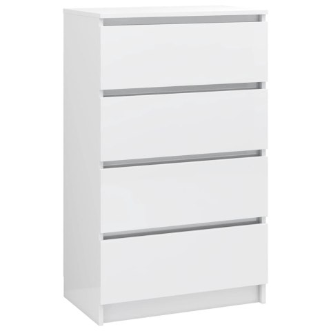 Komoda biała z połyskiem 60x35x98,5 cm, materiał drewnopochodny Komoda biała z połyskiem 60x35x98,5 cm, materiał drewnopochodny