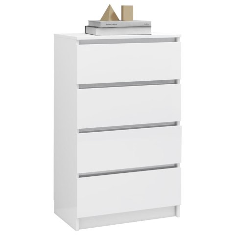 Komoda biała z połyskiem 60x35x98,5 cm, materiał drewnopochodny Komoda biała z połyskiem 60x35x98,5 cm, materiał drewnopochodny