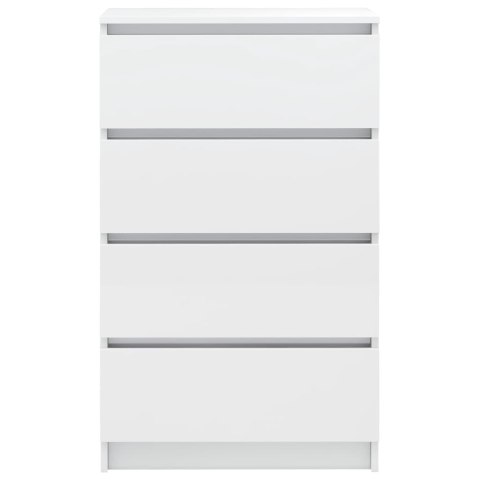 Komoda biała z połyskiem 60x35x98,5 cm, materiał drewnopochodny Komoda biała z połyskiem 60x35x98,5 cm, materiał drewnopochodny