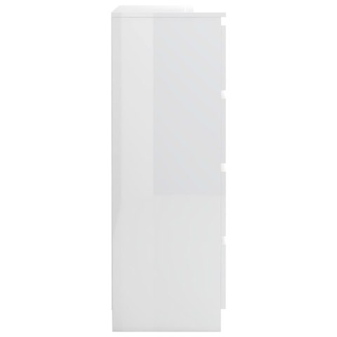 Komoda biała z połyskiem 60x35x98,5 cm, materiał drewnopochodny Komoda biała z połyskiem 60x35x98,5 cm, materiał drewnopochodny