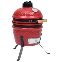  Ceramiczny grill kamado z wędzarnią, 2-w-1, 56 cm, czerwony