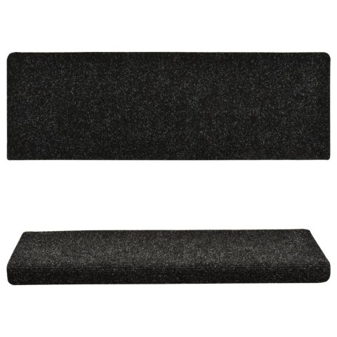 Nakładki na schody, 15 szt., igłowane, 65x25 cm, czarne Nakładki na schody, 15 szt., igłowane, 65x25 cm, czarne