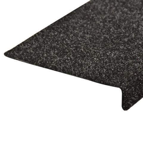 Nakładki na schody, 15 szt., igłowane, 65x25 cm, czarne Nakładki na schody, 15 szt., igłowane, 65x25 cm, czarne