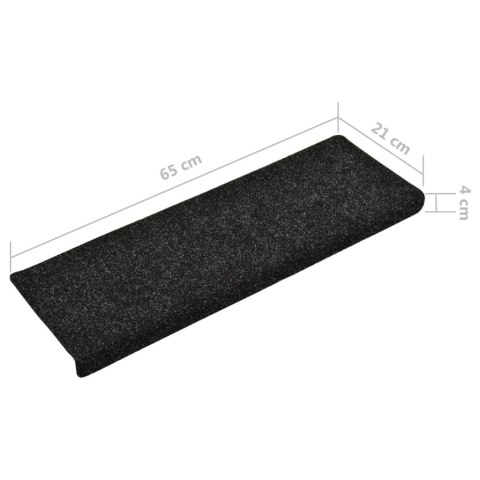Nakładki na schody, 15 szt., igłowane, 65x25 cm, czarne Nakładki na schody, 15 szt., igłowane, 65x25 cm, czarne