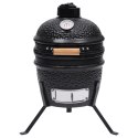  Ceramiczny grill kamado z wędzarnią, 2-w-1, 56 cm, czarny