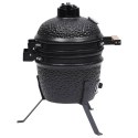  Ceramiczny grill kamado z wędzarnią, 2-w-1, 56 cm, czarny