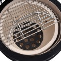  Ceramiczny grill kamado z wędzarnią, 2-w-1, 56 cm, czarny