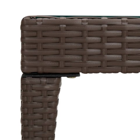 Stolik boczny, brąz, 50x50x38 cm, rattan PE i szkło hartowane Stolik boczny, brąz, 50x50x38 cm, rattan PE i szkło hartowane