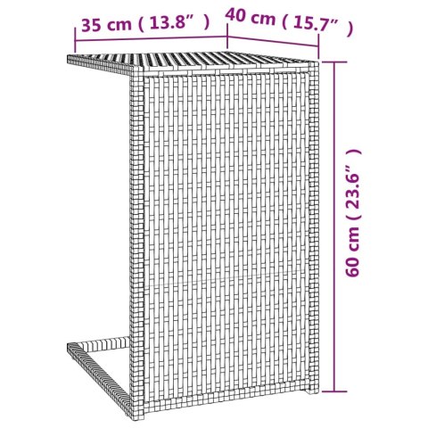 Stolik w kształcie litery C, czarny, 40x35x60 cm, polirattan Stolik w kształcie litery C, czarny, 40x35x60 cm, polirattan