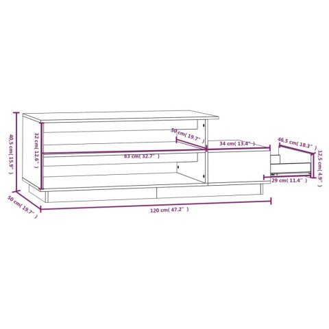 Stolik kawowy, szary, 120x50x40,5 cm, lite drewno sosnowe Stolik kawowy, szary, 120x50x40,5 cm, lite drewno sosnowe