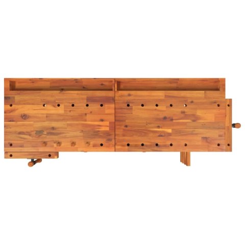 Stolik roboczy z szufladami i imadłami, 162x62x83 cm, akacjowy Stolik roboczy z szufladami i imadłami, 162x62x83 cm, akacjowy